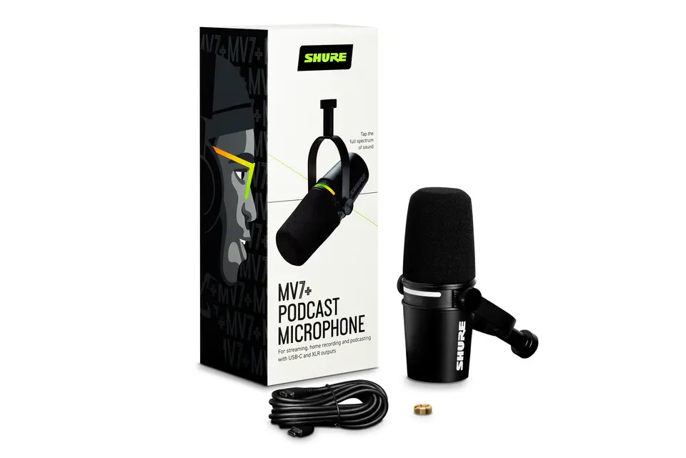 Shure MV7+ XLR/USB-C Hybrid Cardioid Dynamic Podcasting Microphone